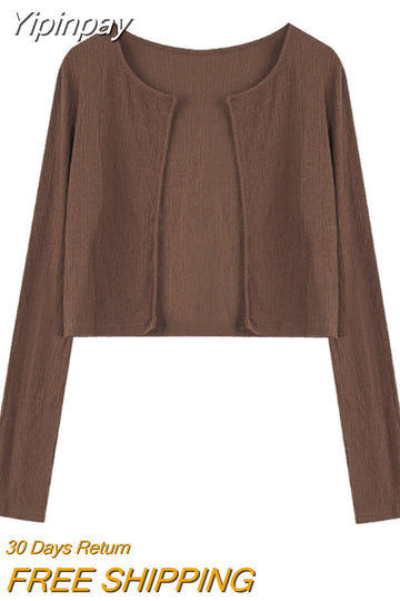 Yipinpay Summer Korean 2 Piece Dress Set Woman Rainbow Sexy Bodycon Strap Mini Dress + Pure Color Long Sleeve Tops Elegant Suit